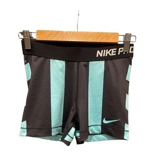 Nike pro shorts blue and black striped active wear runner shorts stretchy